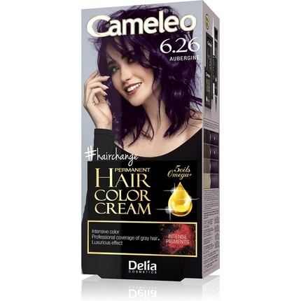 Перманентная краска для волос Cameleo, крем-баклажан, интенсивный цвет и защита, 5 масел + кислоты омега-плюс, профессиональная роскошная краска для волос, полный набор 6.26 баклажан, Delia Cosmetics 
Перманентная краска для волос Cameleo, крем-баклажан, интенсивный цвет и защита, 5 масел + кислоты омега-плюс, профессиональная роскошная краска для волос, полный набор 6.26 баклажан, Delia Cosmetics