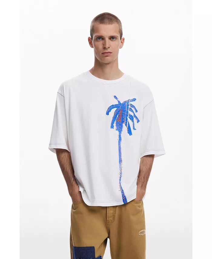 Мужская футболка с пальмой и декоративной строчкой Desigual, загар/бежевый
Мужская футболка с пальмой и декоративной строчкой Desigual, загар/бежевый