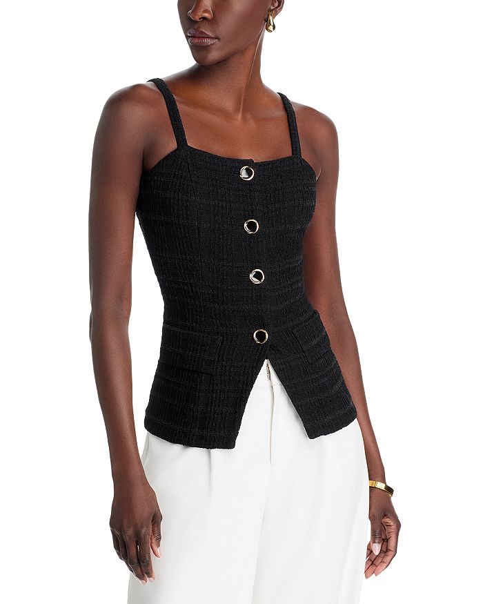 Топ-майка на пуговицах спереди Misook, черный
Топ-майка на пуговицах спереди Misook, черный