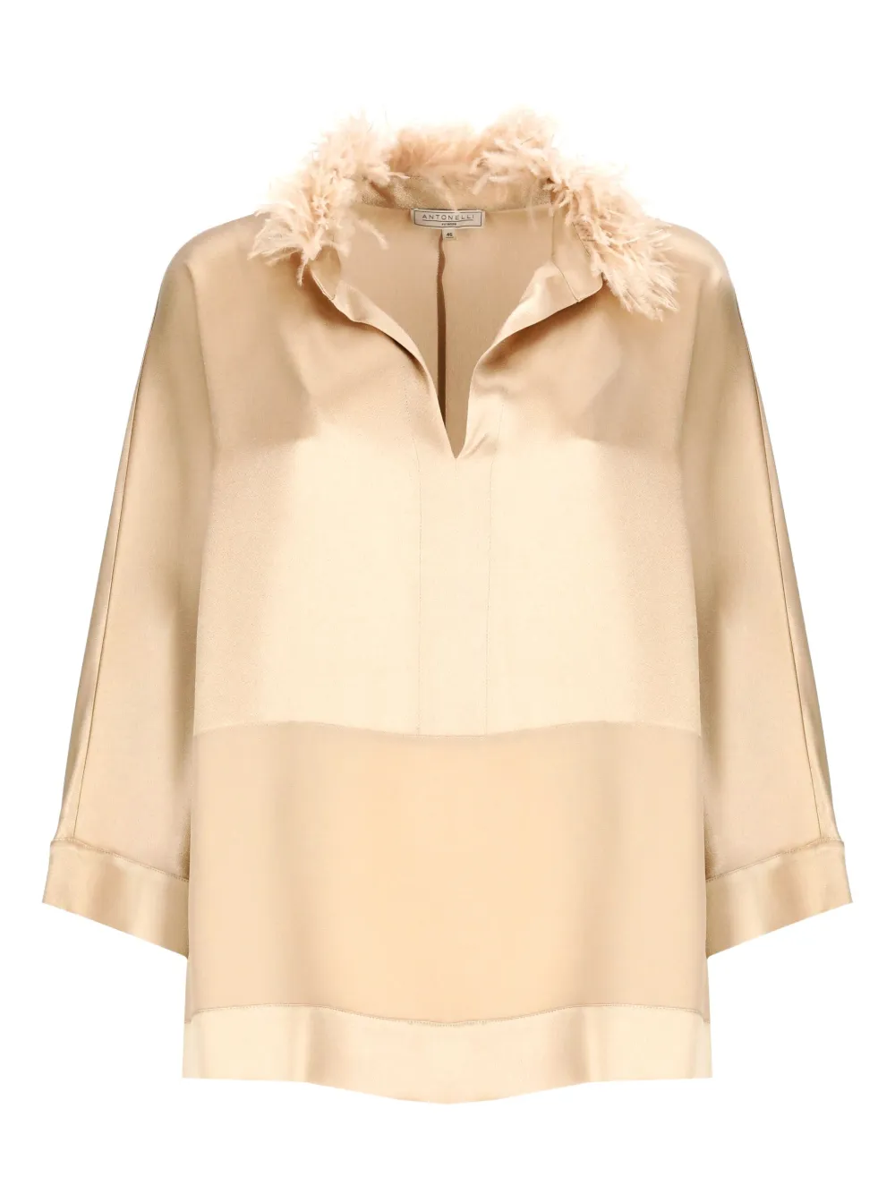 Топ с V-образным вырезом и перьями Antonelli, нейтральный
Топ с V-образным вырезом и перьями Antonelli, нейтральный