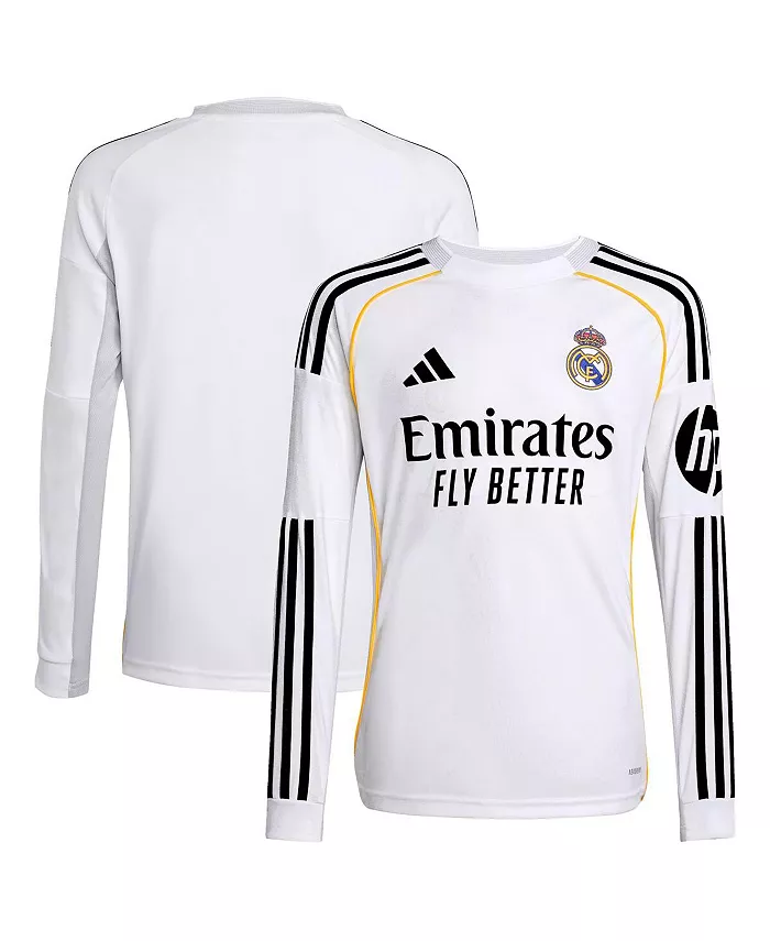 Белая футболка-реплика «Реал Мадрид» 2025/26 для больших мальчиков и девочек с длинным рукавом adidas
Белая футболка-реплика «Реал Мадрид» 2025/26 для больших мальчиков и девочек с длинным рукавом adidas