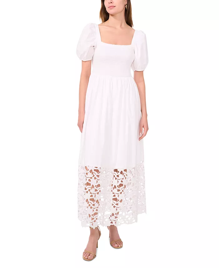 Женское хлопковое миди-платье с кружевом и сборками CeCe, белый
Женское хлопковое миди-платье с кружевом и сборками CeCe, белый