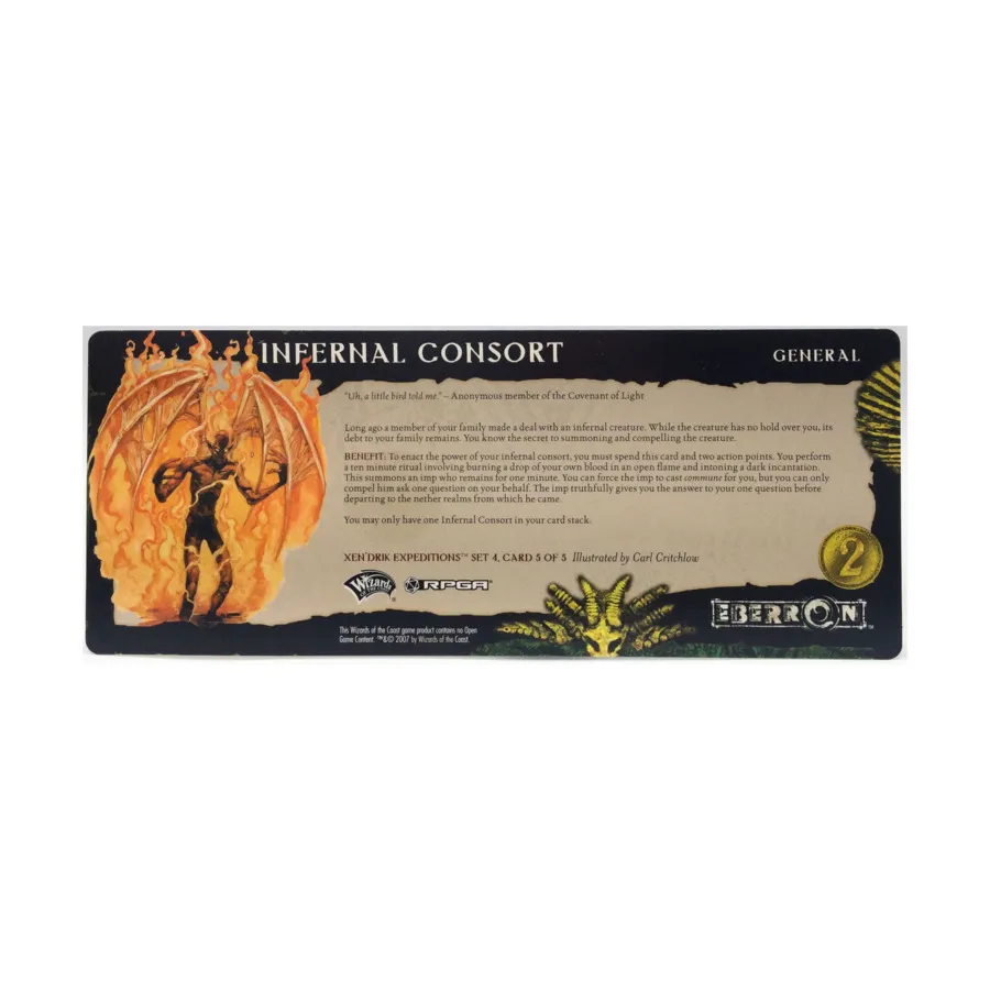 Xen'Drik Expeditions RPGA Set 4 — Карта 5 из 5, Инфернальный супруг, Eberron (d20)
Xen'Drik Expeditions RPGA Set 4 — Карта 5 из 5, Инфернальный супруг, Eberron (d20)