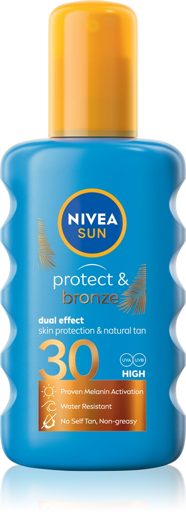 Солнцезащитный спрей с интенсивным бронзирующим эффектом SPF 30 Nivea, 200 мл
Солнцезащитный спрей с интенсивным бронзирующим эффектом SPF 30 Nivea, 200 мл