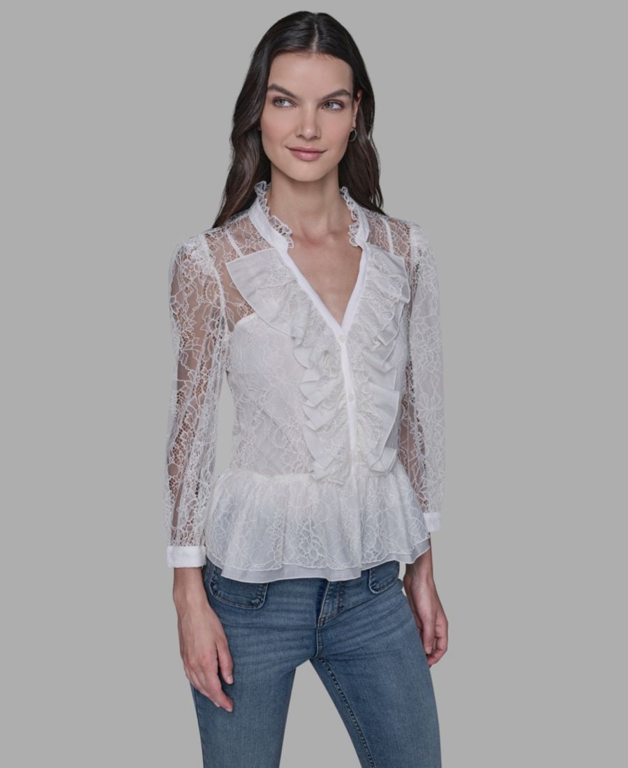 Женская кружевная блузка с V-образным вырезом KARL LAGERFELD PARIS, Birch
Женская кружевная блузка с V-образным вырезом KARL LAGERFELD PARIS, Birch