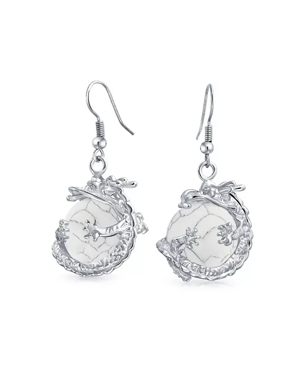 Серьги с подвесками из натуральных камней радужной расцветки с круглыми шариками из опалита и рисунком дракона Bling Jewelry, white
Серьги с подвесками из натуральных камней радужной расцветки с круглыми шариками из опалита и рисунком дракона Bling Jewelry, white