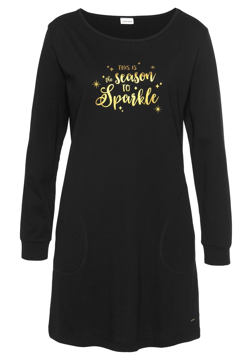 Ночная рубашка Lascana, черный 
Ночная рубашка Lascana, черный