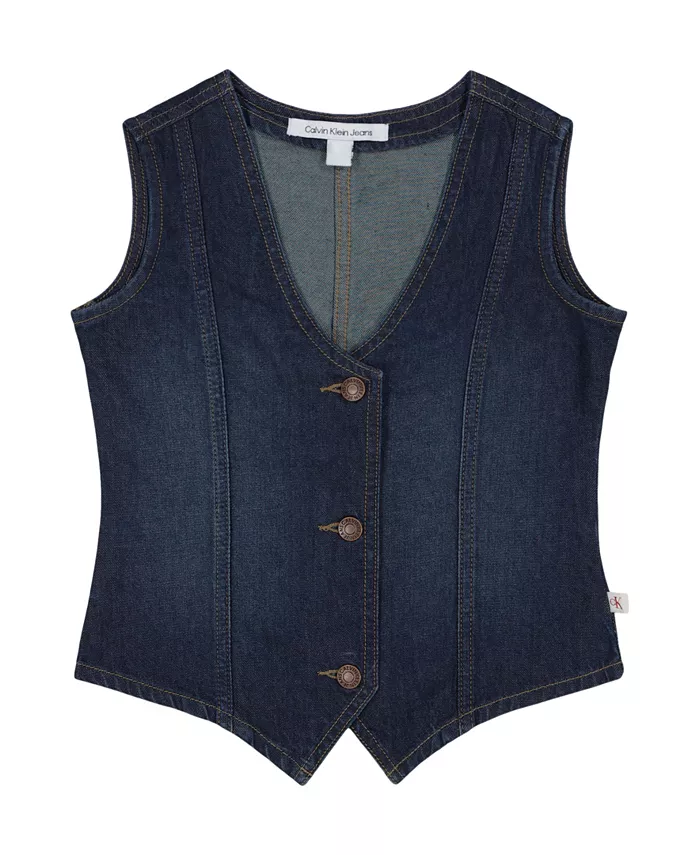 Джинсовая жилетка для девочек 7-16 лет с застежкой на пуговицы и V-образным вырезом Calvin Klein, синий
Джинсовая жилетка для девочек 7-16 лет с застежкой на пуговицы и V-образным вырезом Calvin Klein, синий