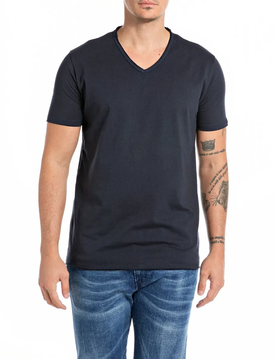 Футболка Replay с V-образным вырезом, цвет Night Blue 
Футболка Replay с V-образным вырезом, цвет Night Blue