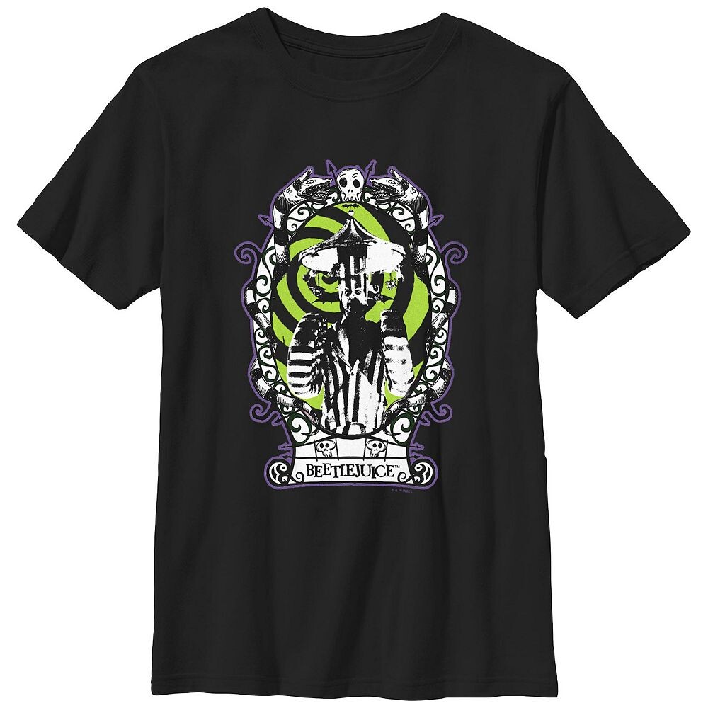 Цирковой костюм «Битлджус» для мальчиков 8–20 лет, футболка с портретом в рамке Licensed Character, черный 
Цирковой костюм «Битлджус» для мальчиков 8–20 лет, футболка с портретом в рамке Licensed Character, черный