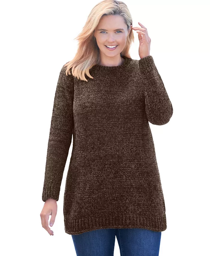 Женский свитер из синели с круглым вырезом больших размеров Woman Within, коричневый
Женский свитер из синели с круглым вырезом больших размеров Woman Within, коричневый