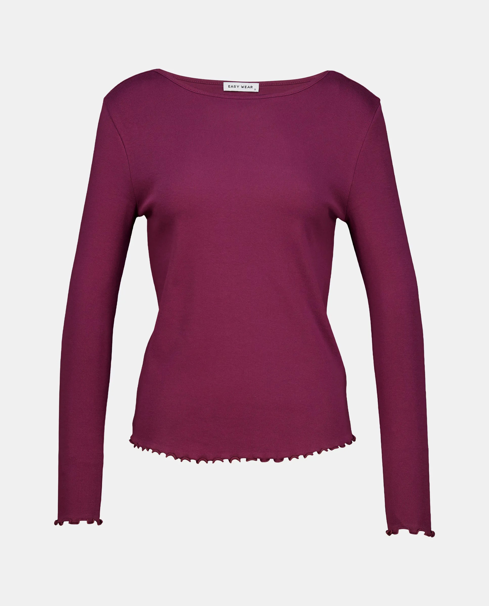 Женская футболка с круглым вырезом и отделкой по низу Easy Wear, бордовый
Женская футболка с круглым вырезом и отделкой по низу Easy Wear, бордовый
