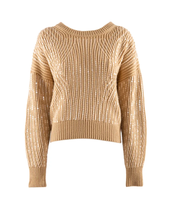 Шерстяной свитер с пайетками верблюжьего цвета Nenette, коричневый
Шерстяной свитер с пайетками верблюжьего цвета Nenette, коричневый