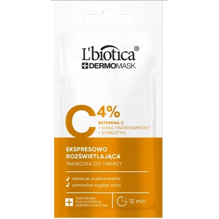 Маска для лица Lbiotica Dermomask Instant Brightening With Vitamin C 8 Ml
Маска для лица Lbiotica Dermomask Instant Brightening With Vitamin C 8 Ml