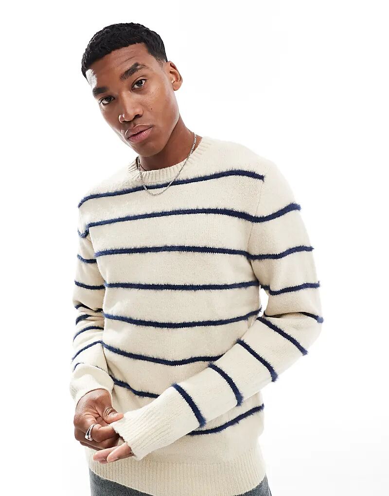 Джемпер из трикотажной пряжи с начесом в полоску цвета экрю Brave Soul
Джемпер из трикотажной пряжи с начесом в полоску цвета экрю Brave Soul