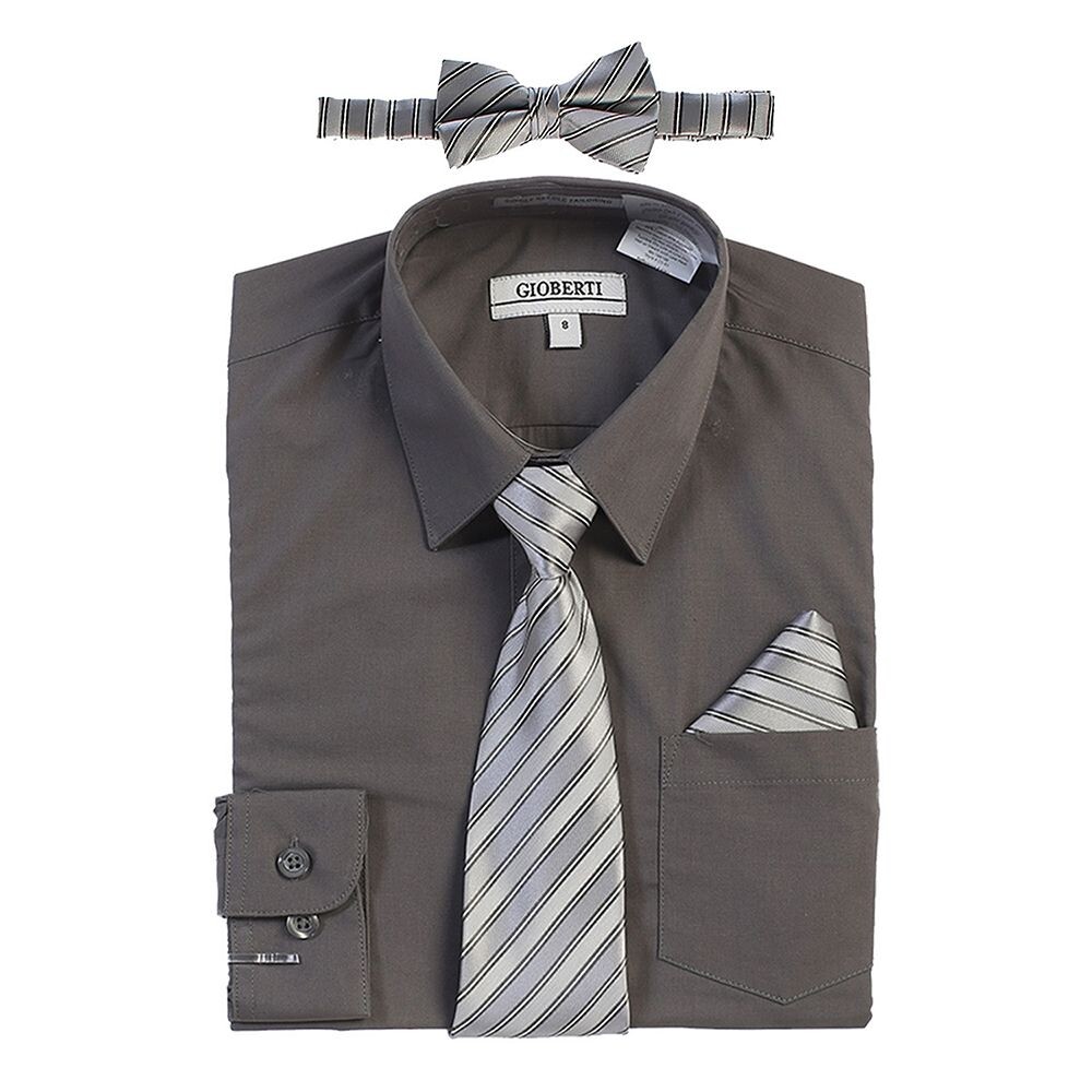 Детская классическая рубашка с длинными рукавами Gioberti + галстук в полоску, галстук-бабочка и носовой платок, цвет Dark Gray
Детская классическая рубашка с длинными рукавами Gioberti + галстук в полоску, галстук-бабочка и носовой платок, цвет Dark Gray