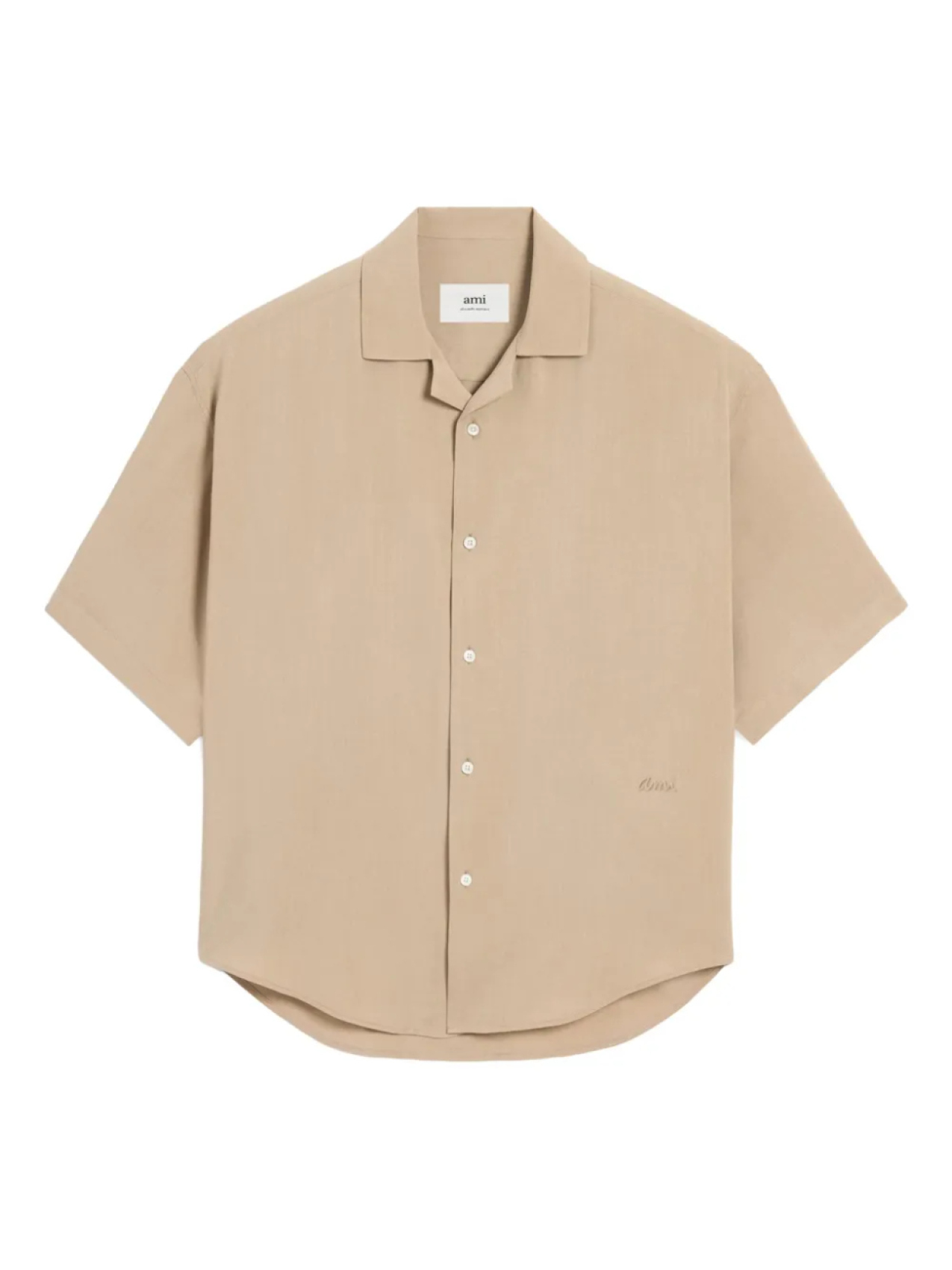 Рубашка AMI Paris с открытым воротом и короткими рукавами, коричневый 
Рубашка AMI Paris с открытым воротом и короткими рукавами, коричневый