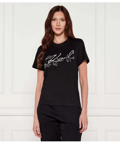 Футболка с орхидеей Regular fit Karl Lagerfeld, черный 
Футболка с орхидеей Regular fit Karl Lagerfeld, черный