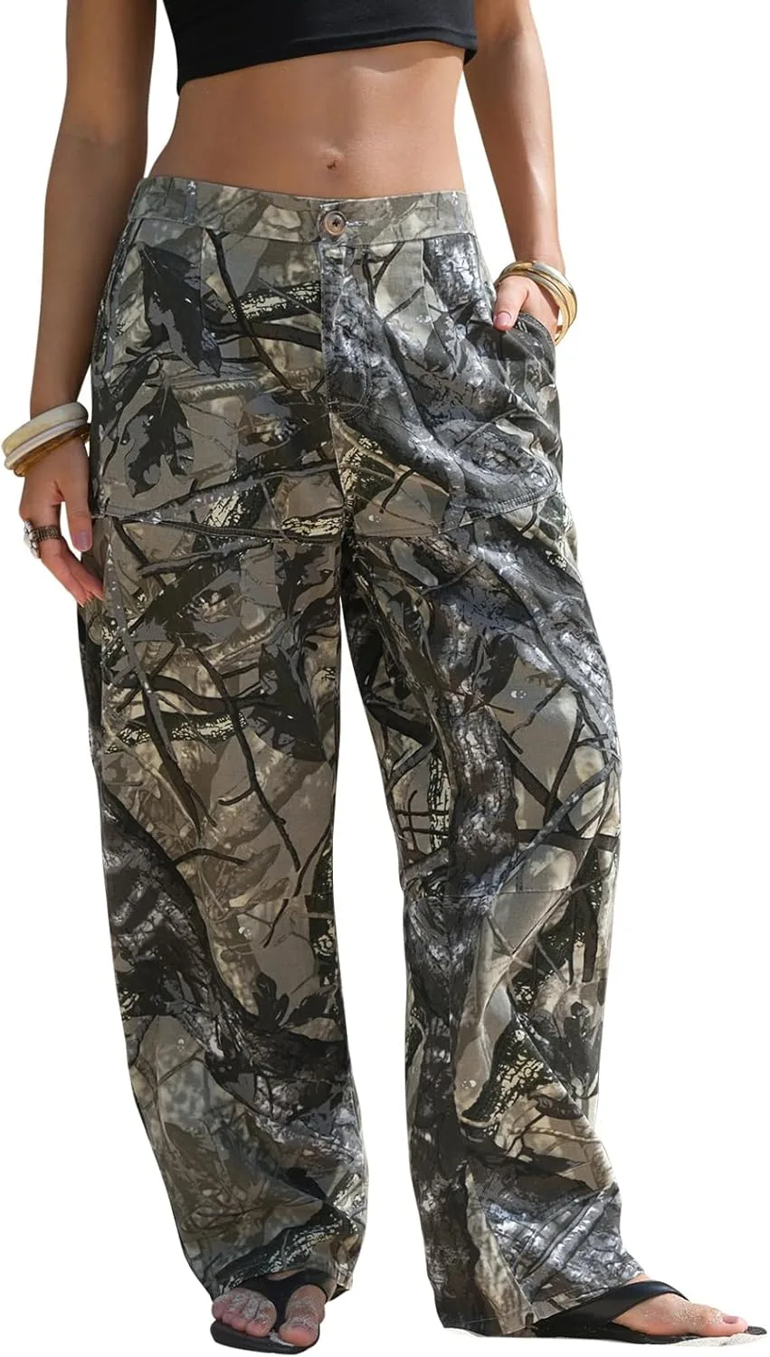 EXLURA Женские 100% Cotton Camo Pants High Waisted Straight Leg Baggy Denim Trousers
EXLURA Женские 100% Cotton Camo Pants High Waisted Straight Leg Baggy Denim Trousers