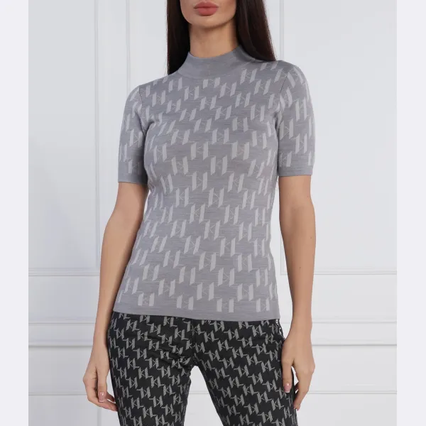 Блузка приталенного кроя с монограммой с добавлением шерсти Karl Lagerfeld, серый
Блузка приталенного кроя с монограммой с добавлением шерсти Karl Lagerfeld, серый