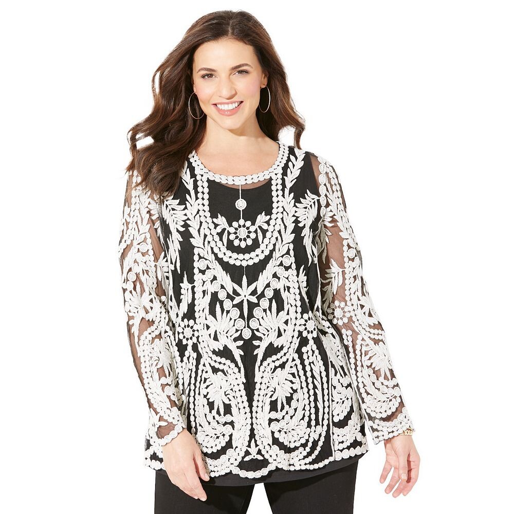 Женский сетчатый топ с вышивкой Catherines больших размеров, белый
Женский сетчатый топ с вышивкой Catherines больших размеров, белый