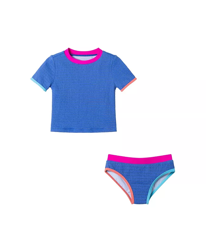 Детский комплект для девочки: текстурированный рашгард с коротким рукавом и люрексом в цвете кобальт Andy & Evan, синий
Детский комплект для девочки: текстурированный рашгард с коротким рукавом и люрексом в цвете кобальт Andy & Evan, синий