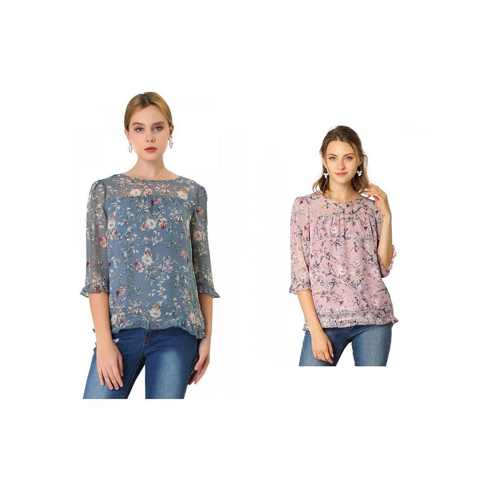 Комплект из 2 женских повседневных шифоновых блузок с рюшами и рукавами 3/4 с цветочным принтом ALLEGRA K, цвет Grey Blue And Pink
Комплект из 2 женских повседневных шифоновых блузок с рюшами и рукавами 3/4 с цветочным принтом ALLEGRA K, цвет Grey Blue And Pink