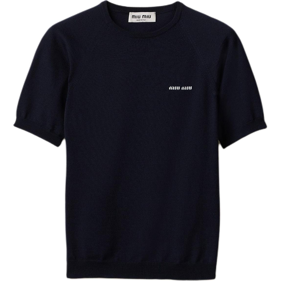 Футболка с интарсией логотипа MIU MIU, синий
Футболка с интарсией логотипа MIU MIU, синий