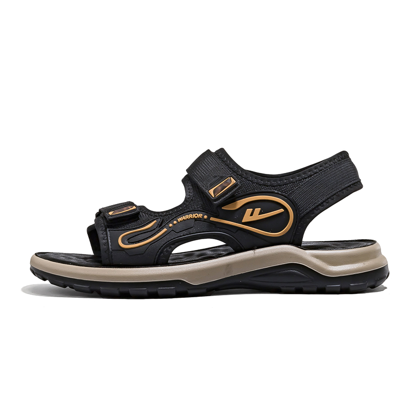 WARRIOR Пляжные сандалии мужские, черно-желтые 
WARRIOR Пляжные сандалии мужские, черно-желтые