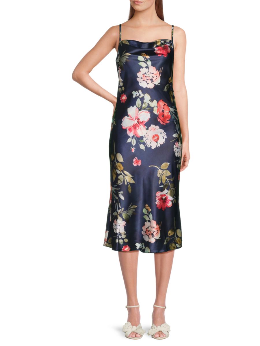 Платье-комбинация миди с цветочным принтом из атласа Bebe, цвет Navy Multi
Платье-комбинация миди с цветочным принтом из атласа Bebe, цвет Navy Multi