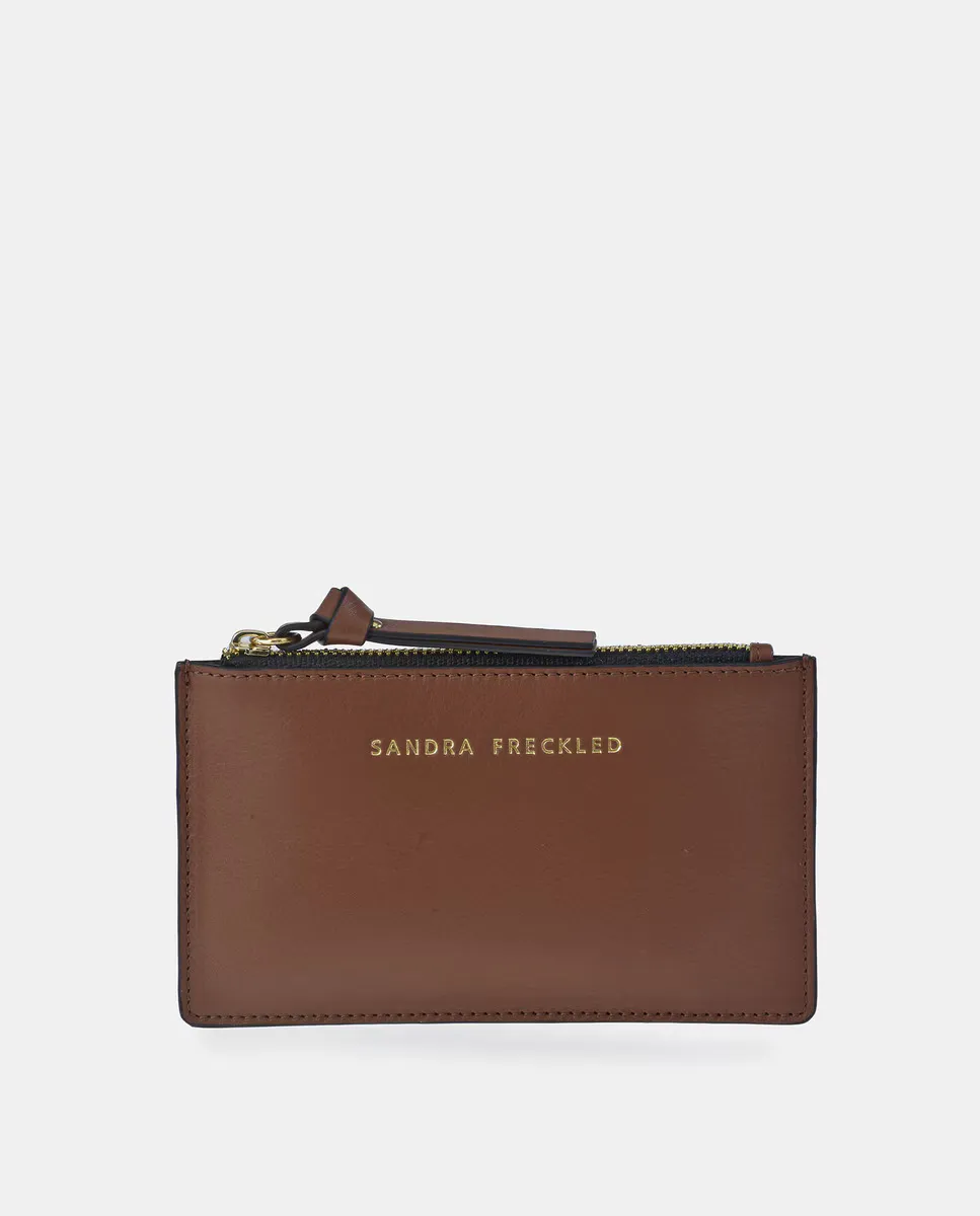 Плоский кожаный кошелек на молнии гладкий черный Sandra Freckled, коричневый
Плоский кожаный кошелек на молнии гладкий черный Sandra Freckled, коричневый