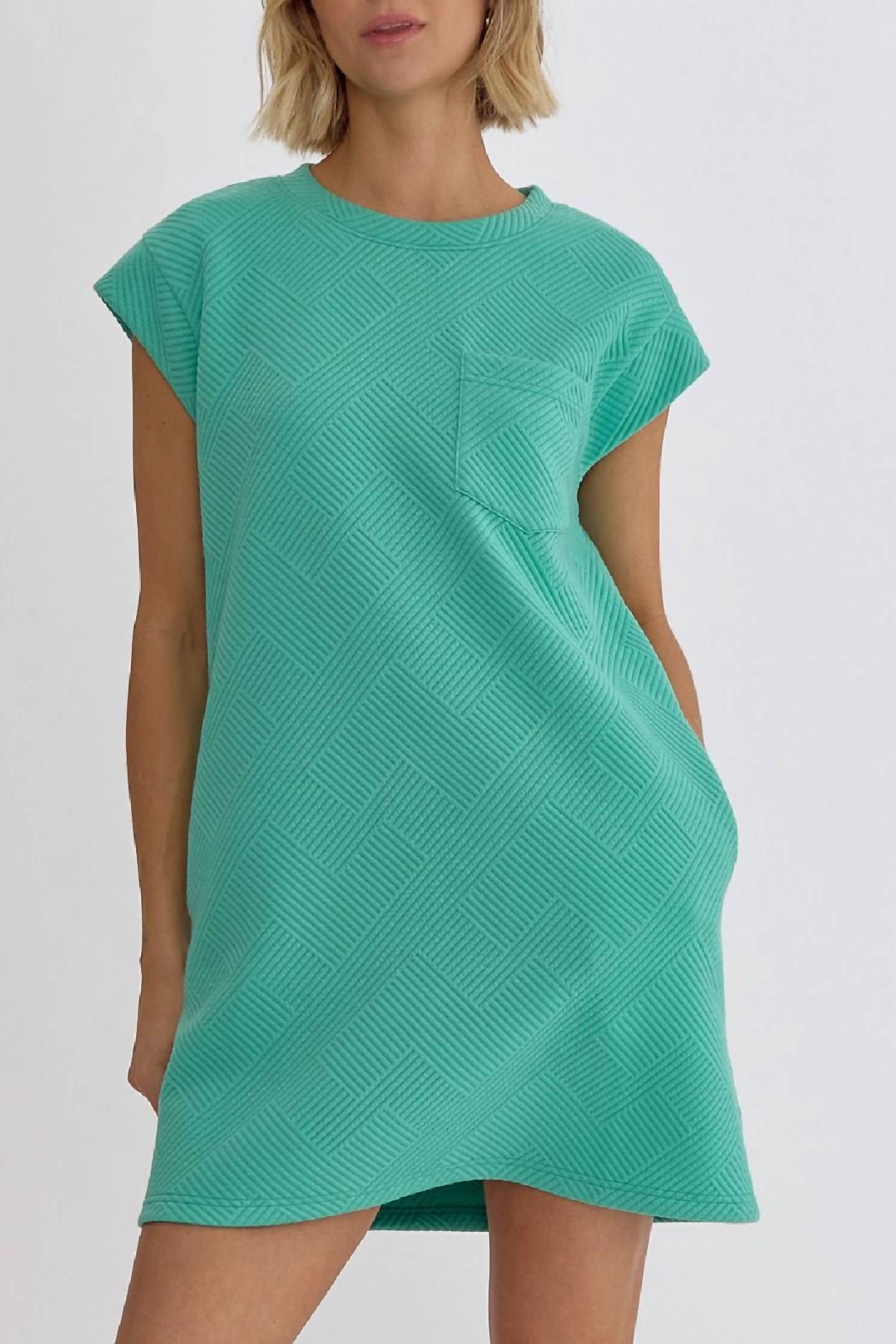 Текстурированное трикотажное мини-платье в мятном цвете Entro
Текстурированное трикотажное мини-платье в мятном цвете Entro