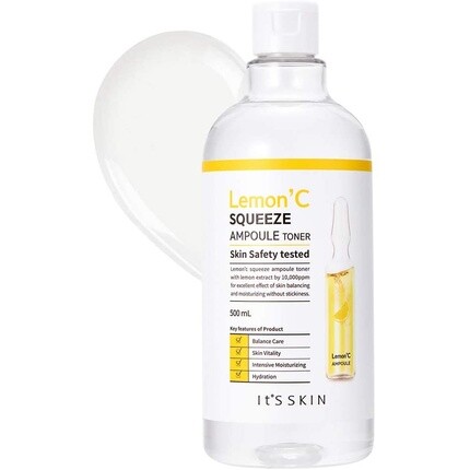 Lemon'C Squeeze Ampoule Toner 500 мл - Очищающее и увлажняющее вяжущее средство с экстрактом лимона и гиалуроновой кислотой, It'S Skin 
Lemon'C Squeeze Ampoule Toner 500 мл - Очищающее и увлажняющее вяжущее средство с экстрактом лимона и гиалуроновой кислотой, It'S Skin