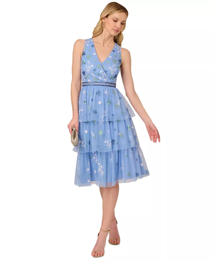 Женское платье из сетки с бусинами и ярусами Adrianna Papell, синий
Женское платье из сетки с бусинами и ярусами Adrianna Papell, синий