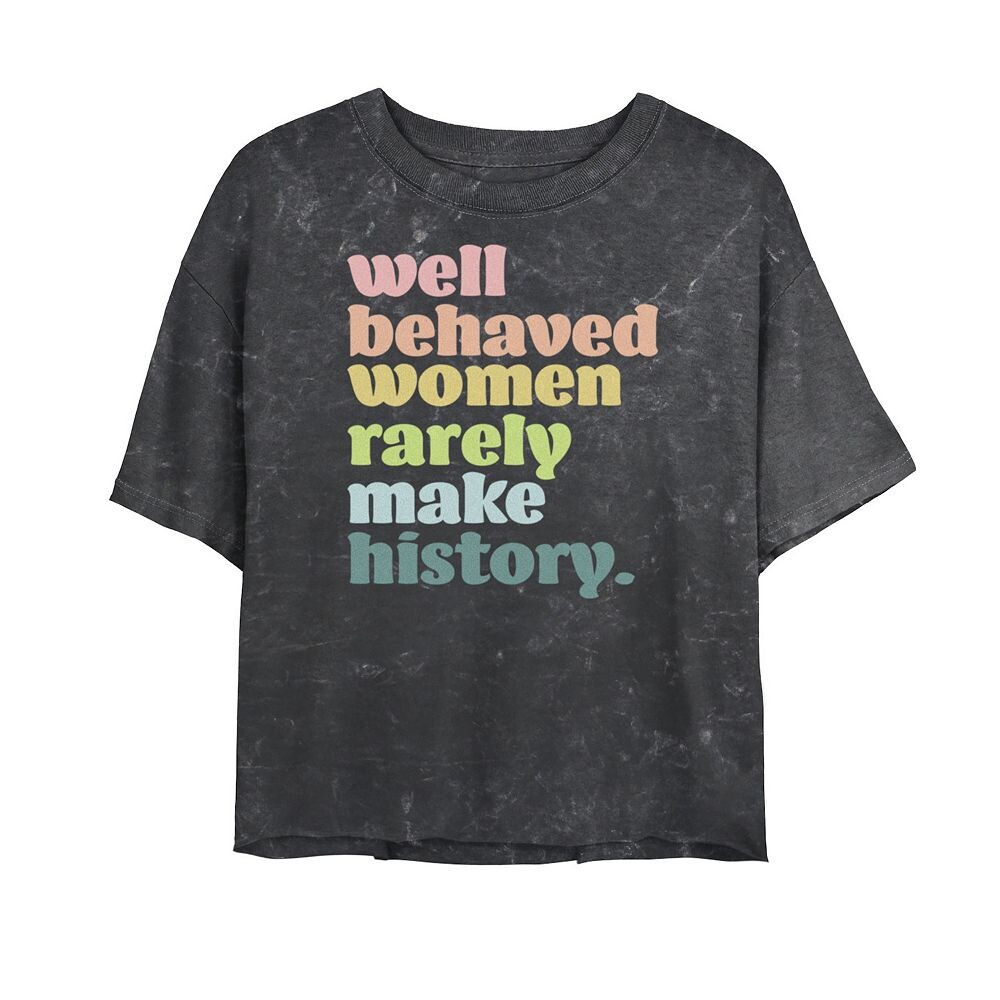 Укороченная футболка Bombard для юниоров «Хорошо воспитанные женщины редко творят историю» Licensed Character, цвет Black Charcoal
Укороченная футболка Bombard для юниоров «Хорошо воспитанные женщины редко творят историю» Licensed Character, цвет Black Charcoal