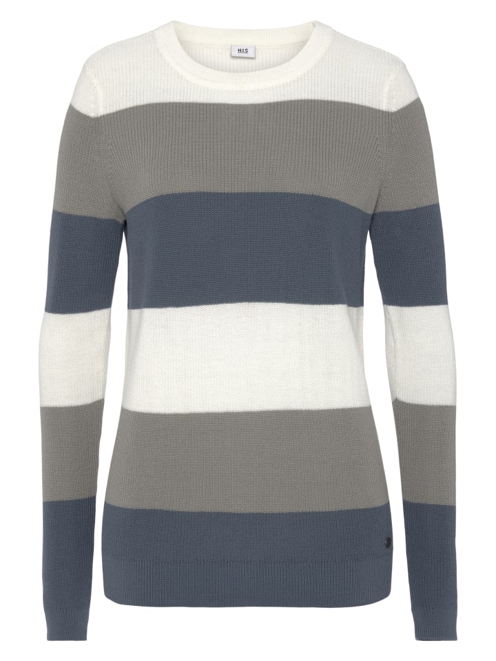 вязаный свитер синего цвета в полоску H.I.S.
вязаный свитер синего цвета в полоску H.I.S.