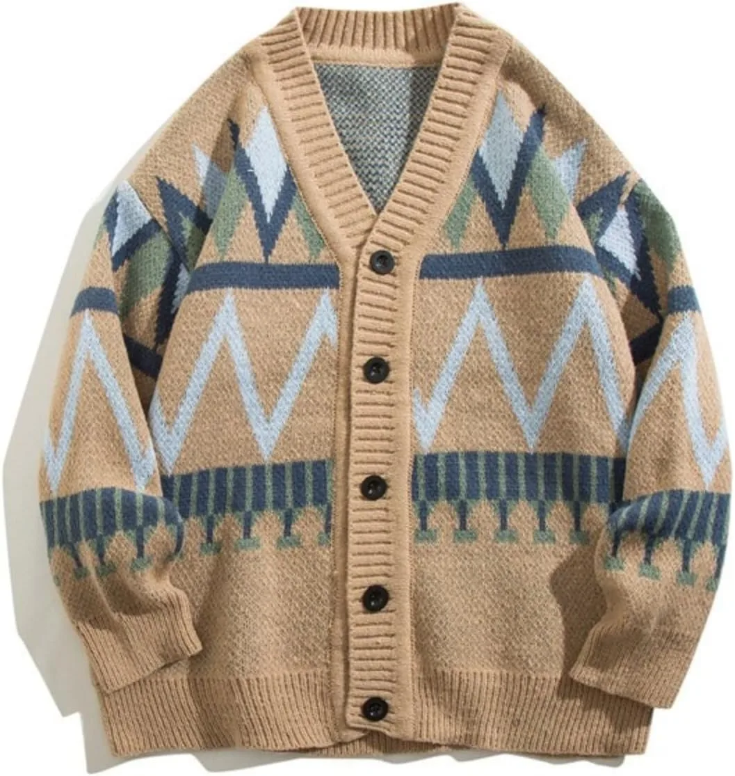 Винтажный кардиган для мужчин с V-образным вырезом и карманами
Винтажный кардиган для мужчин с V-образным вырезом и карманами