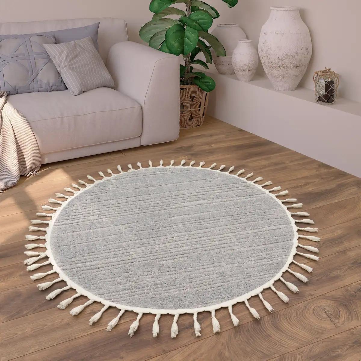 Ковер Paco Home "Auckland 294-R", круглый, короткий ворс, однотонный, с эффектом high-low, с бахромой Ø 160 см, серый
Ковер Paco Home "Auckland 294-R", круглый, короткий ворс, однотонный, с эффектом high-low, с бахромой Ø 160 см, серый