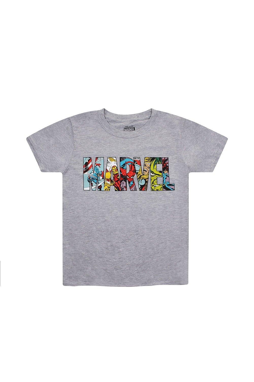 Хлопковая футболка с логотипом Marvel, серый
Хлопковая футболка с логотипом Marvel, серый