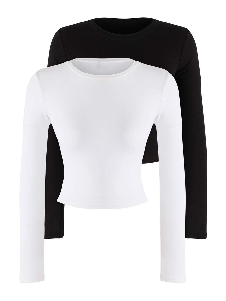 Лонгслив Trendyol, Black/White 
Лонгслив Trendyol, Black/White