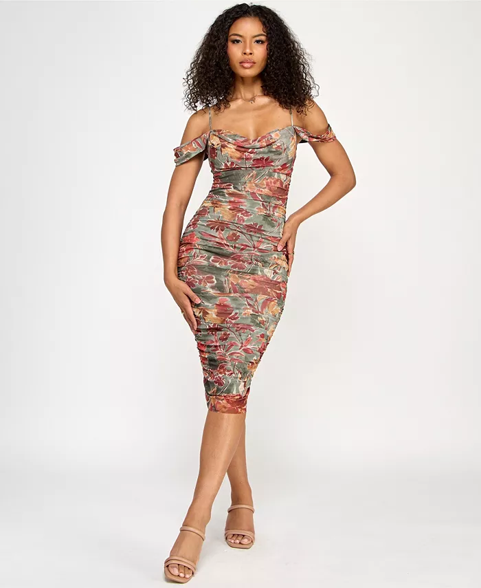 Женское принтованное платье-футляр с открытыми плечами Juniors KATIA RAE
Женское принтованное платье-футляр с открытыми плечами Juniors KATIA RAE