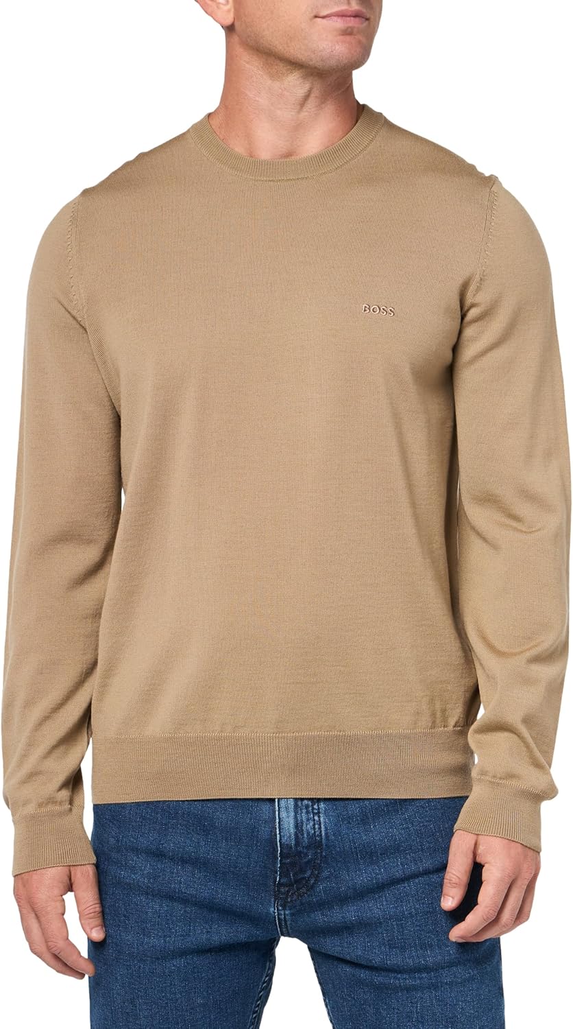 BOSS мужской шерстяной свитер с маленьким логотипом, Sandy Dunes
BOSS мужской шерстяной свитер с маленьким логотипом, Sandy Dunes