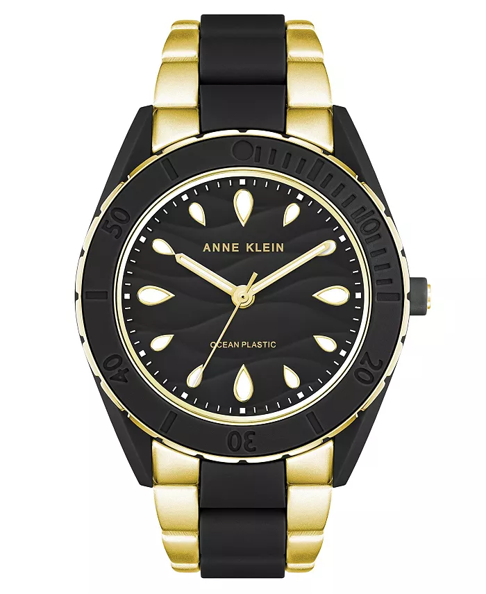 Женские кварцевые часы с тремя стрелками, золотистый и черный пластиковый браслет Solar Oceanwork, 38.5 мм Anne Klein
Женские кварцевые часы с тремя стрелками, золотистый и черный пластиковый браслет Solar Oceanwork, 38.5 мм Anne Klein