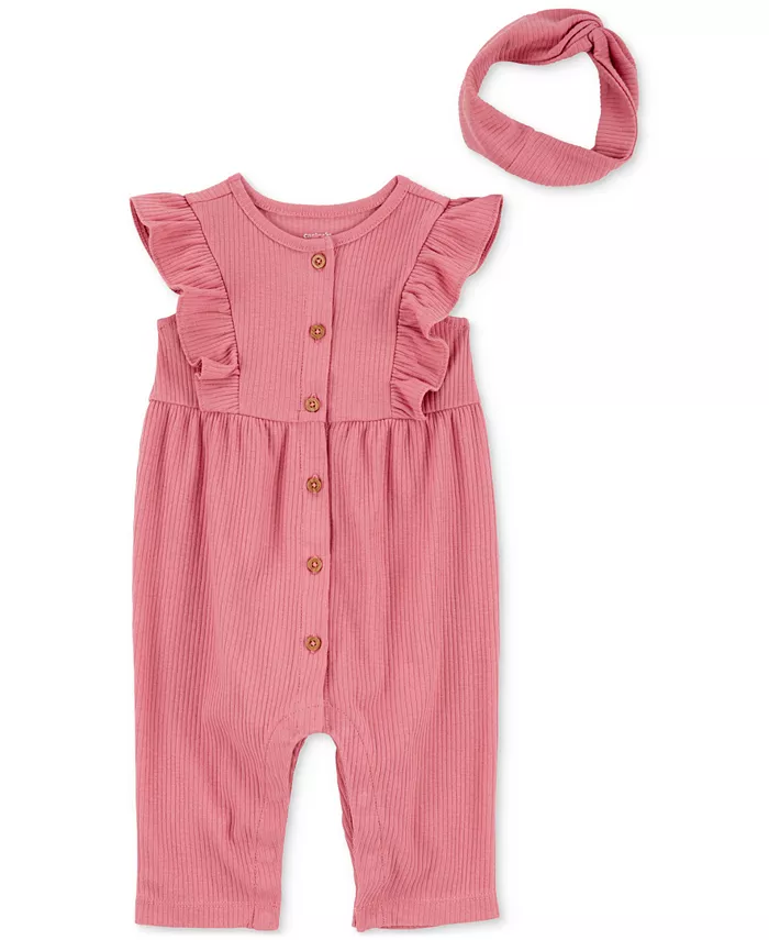 Комплект для девочек: комбинезон и повязка на голову, 2 предмета Carter's, розовый 
Комплект для девочек: комбинезон и повязка на голову, 2 предмета Carter's, розовый