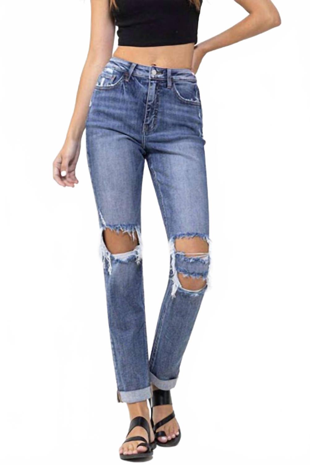 Женские рваные укороченные джинсы Fortuitious Boyfriend в средне-синем цвете LOVERVET
Женские рваные укороченные джинсы Fortuitious Boyfriend в средне-синем цвете LOVERVET