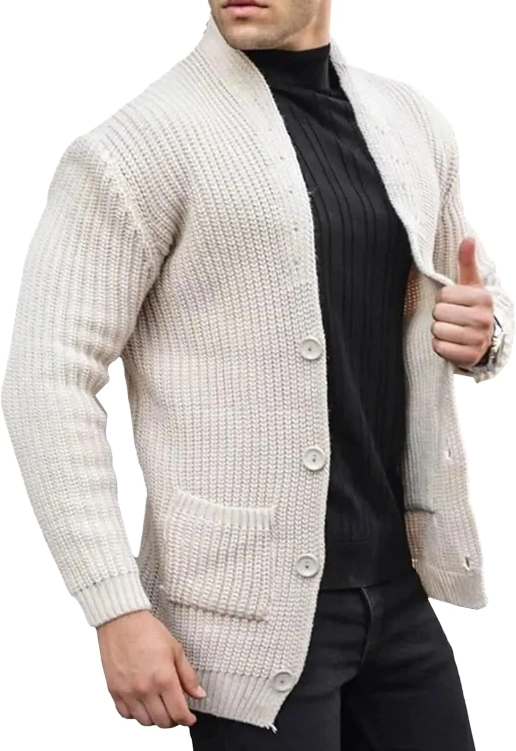 Мужской кардиган с воротником шаль и карманами JEKE-DG
Мужской кардиган с воротником шаль и карманами JEKE-DG