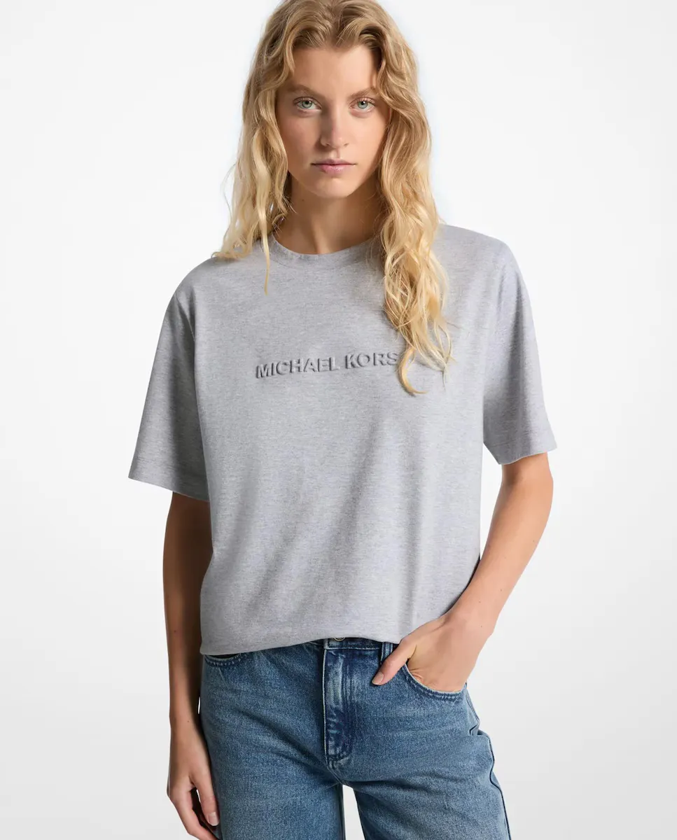 Женская хлопковая футболка с логотипом Michael Michael Kors, светло-серый
Женская хлопковая футболка с логотипом Michael Michael Kors, светло-серый
