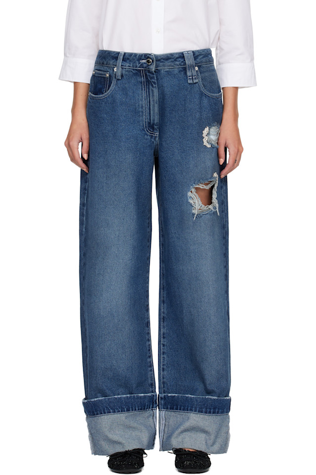 Simone Rocha Синие джинсы прямого кроя с декором
Simone Rocha Синие джинсы прямого кроя с декором