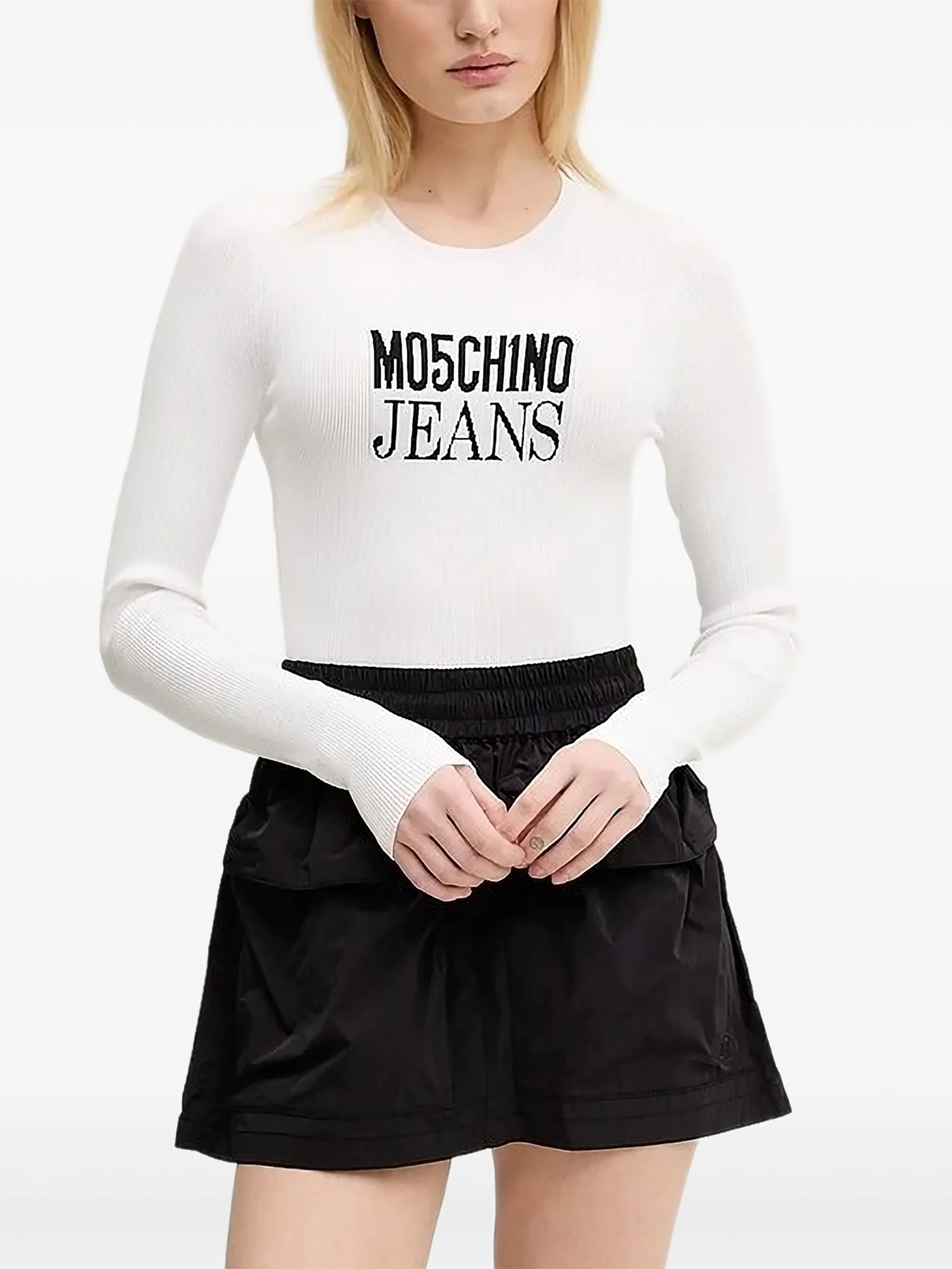 Топ в рубчик с вышитым логотипом Moschino Jeans, белый
Топ в рубчик с вышитым логотипом Moschino Jeans, белый