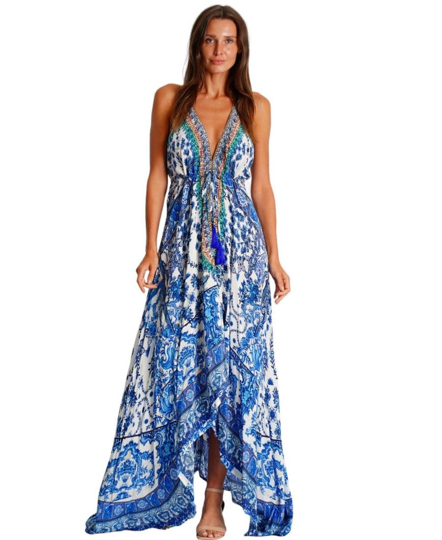 Женское длинное платье с завязками на шее La Moda Clothing, Blue
Женское длинное платье с завязками на шее La Moda Clothing, Blue